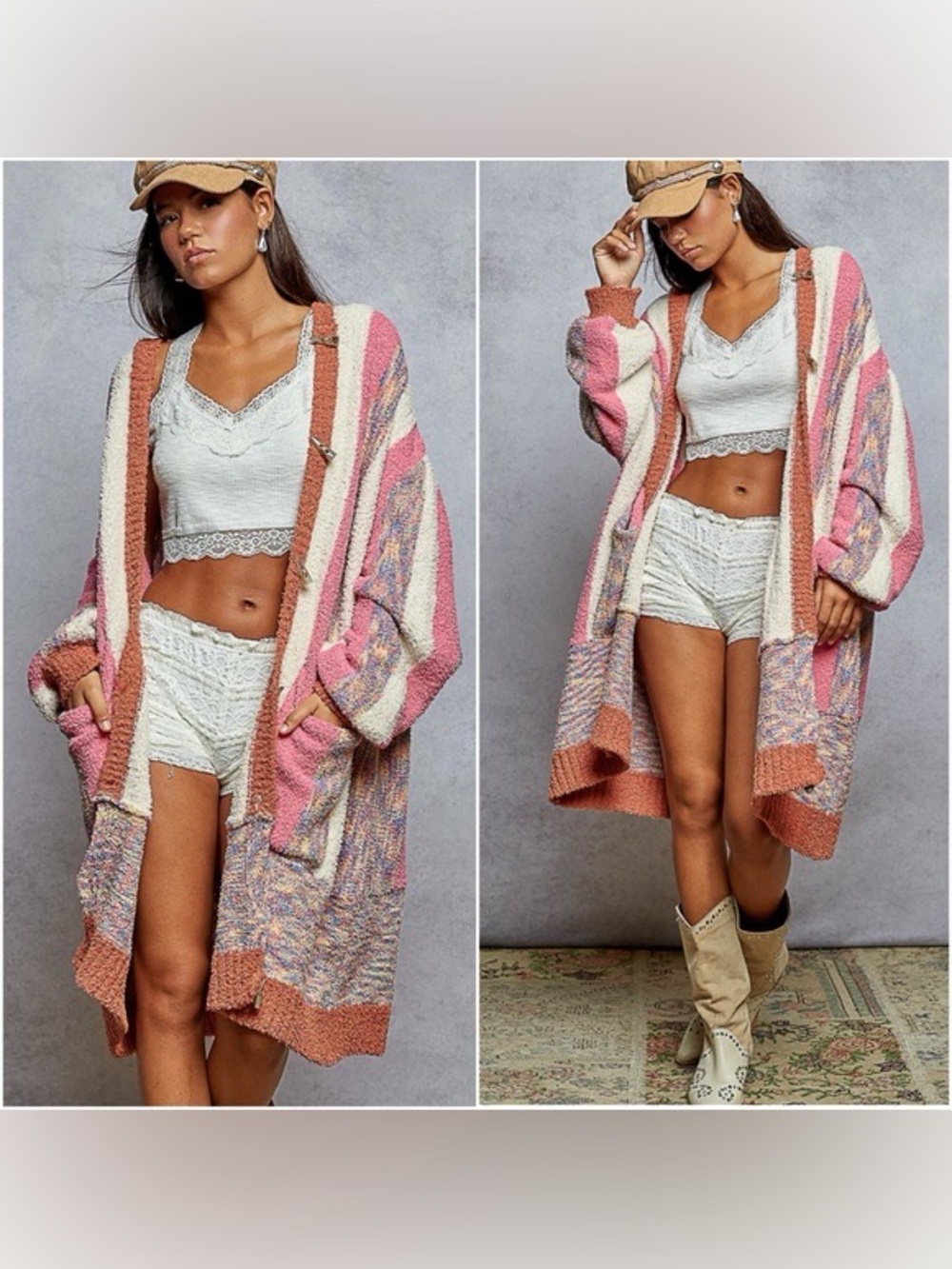 POL Hooded Chenille Cardigan